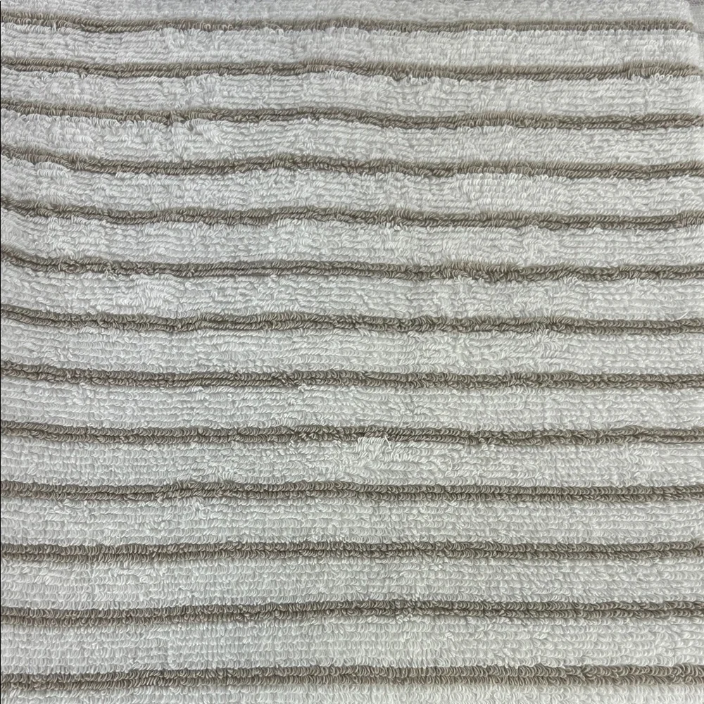 Brooks Brothers Bath Towel Set Tan White Striped Turkish 100% Cotton 2 Pc NEW